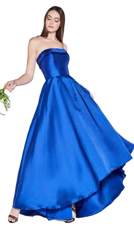 Cinderella Divine - 5277 Strapless Mikado High Low Hem Gown