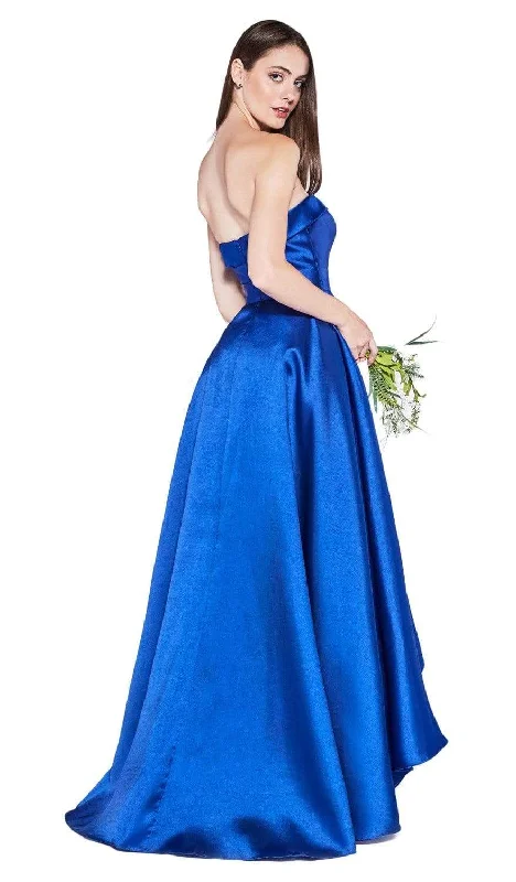 Cinderella Divine - 5277 Strapless Mikado High Low Hem Gown