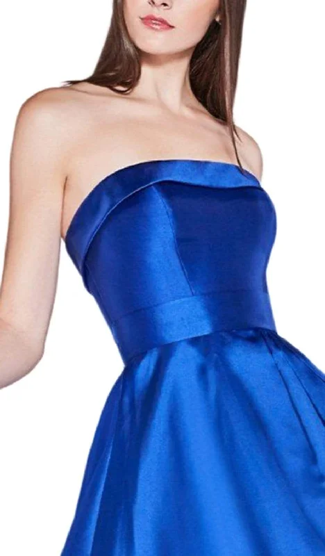 Cinderella Divine - 5277 Strapless Mikado High Low Hem Gown