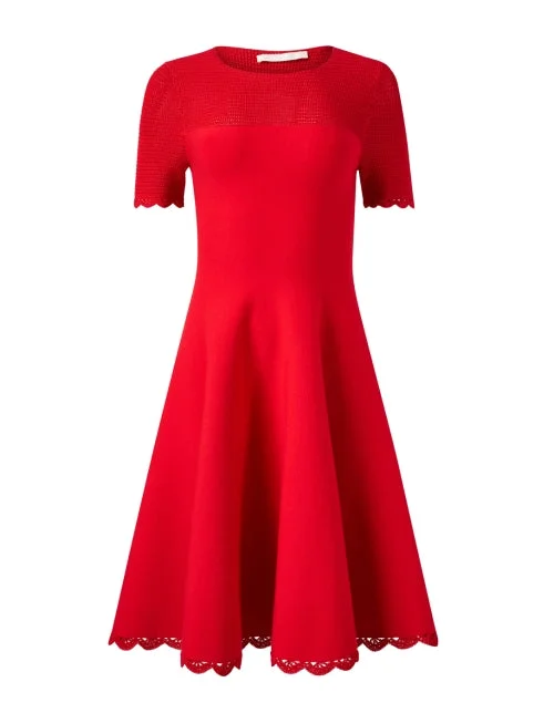 Coral Knit Fit and Flare Dress