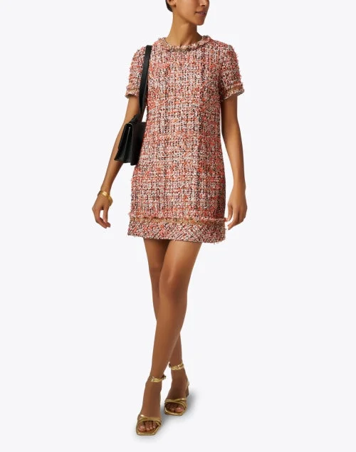 Coral Multi Tweed Dress