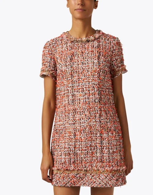 Coral Multi Tweed Dress