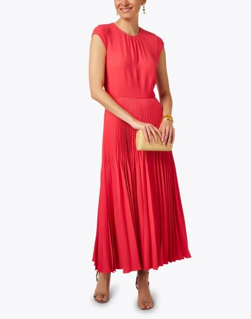 Coral Pleated Dress