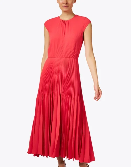 Coral Pleated Dress