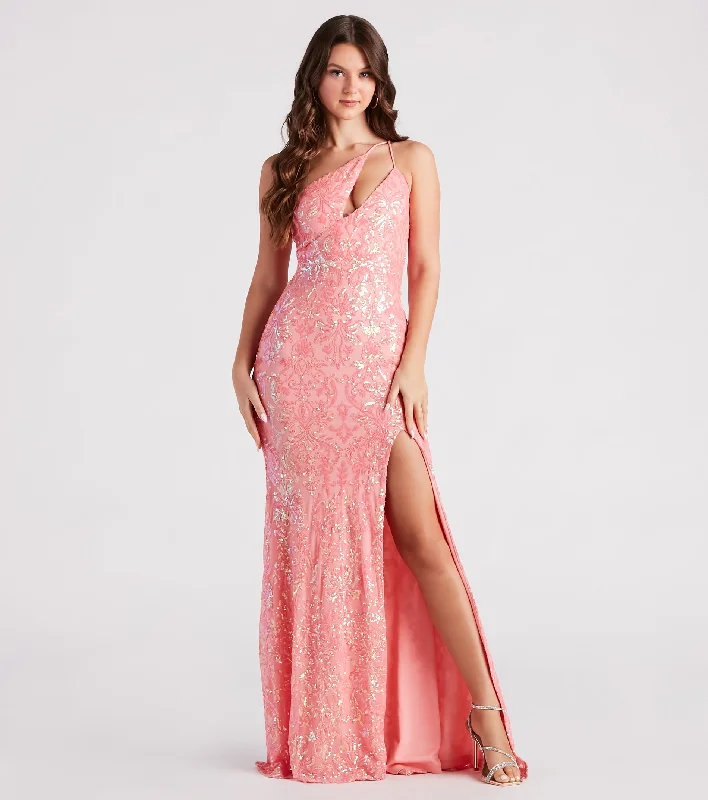 Debbie Formal Sequin Cut Out Long Dress