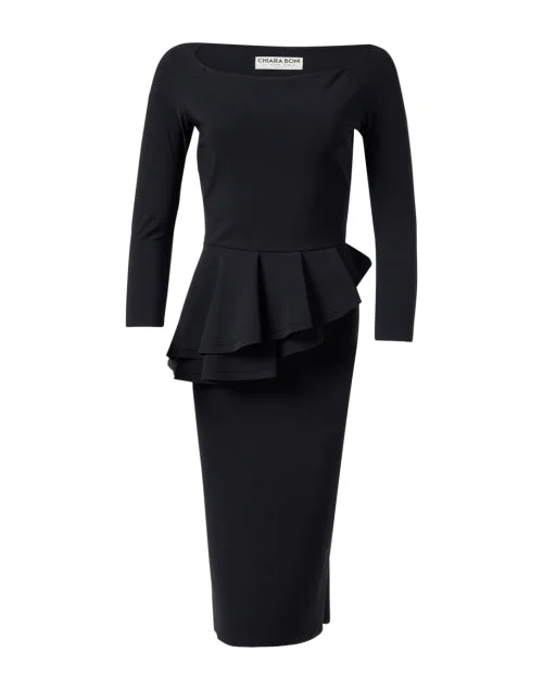 Deirdre Black Ruffled Peplum Dress