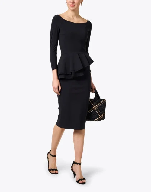 Deirdre Black Ruffled Peplum Dress