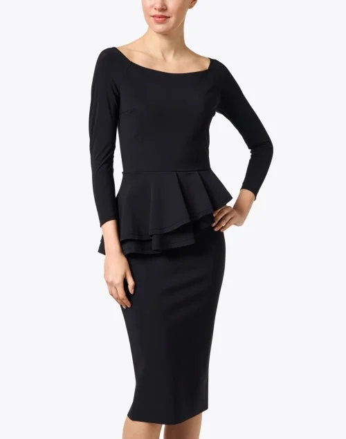 Deirdre Black Ruffled Peplum Dress