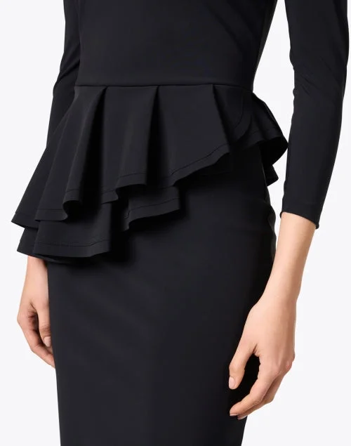 Deirdre Black Ruffled Peplum Dress