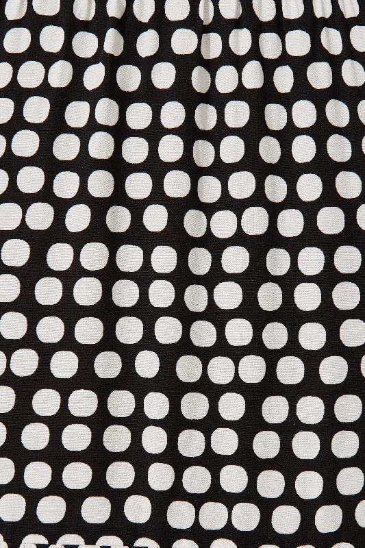 Element Midi Smock Dress In Black With White Spot