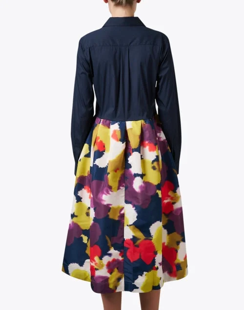 Elenat Navy Multi Floral Shirt Dress