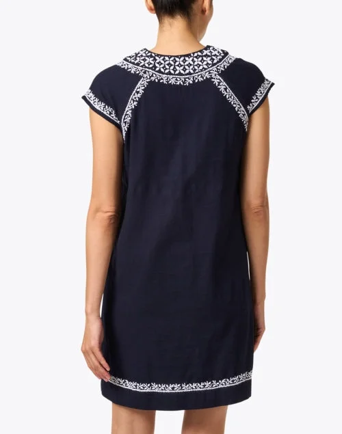 Faith Navy Embroidered Cotton Dress