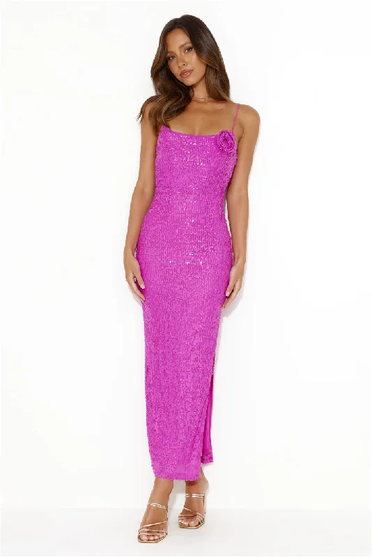 Fanciest Of All Sequin Maxi Dress Hot Pink