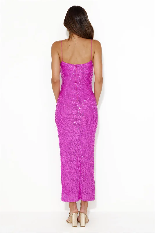 Fanciest Of All Sequin Maxi Dress Hot Pink