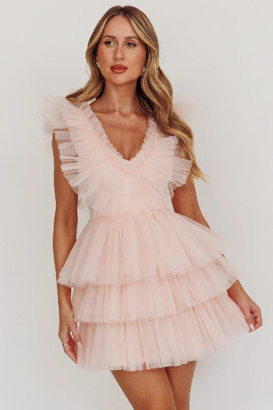 Froufrou Layered Tulle Mini Dress Blush