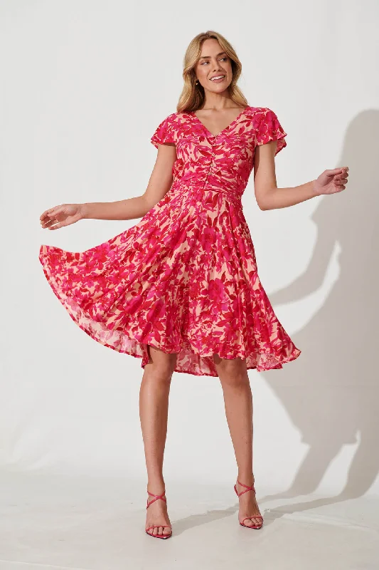 Grazie Dress In Bright Pink Floral