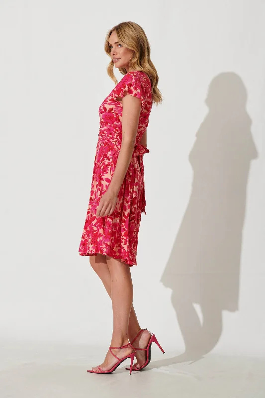 Grazie Dress In Bright Pink Floral