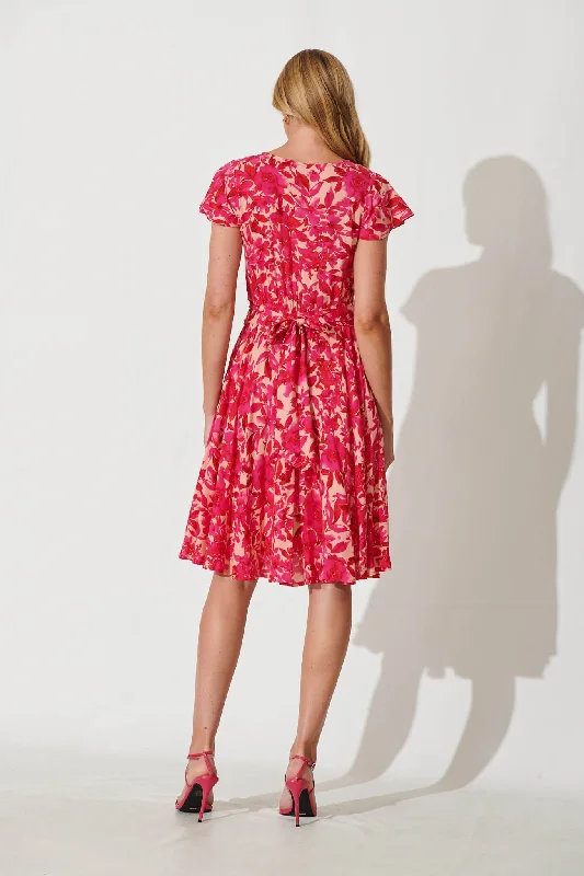 Grazie Dress In Bright Pink Floral