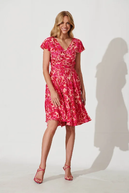 Grazie Dress In Bright Pink Floral