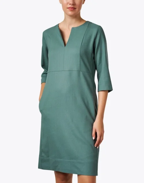 Green Wool Shift Dress