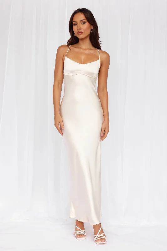 HELLO MOLLY The Samara Satin Maxi Dress Pearl