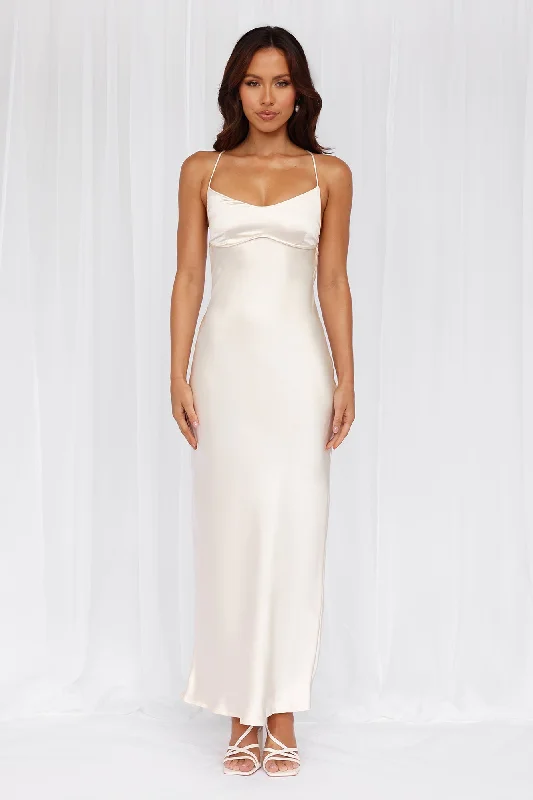 HELLO MOLLY The Samara Satin Maxi Dress Pearl