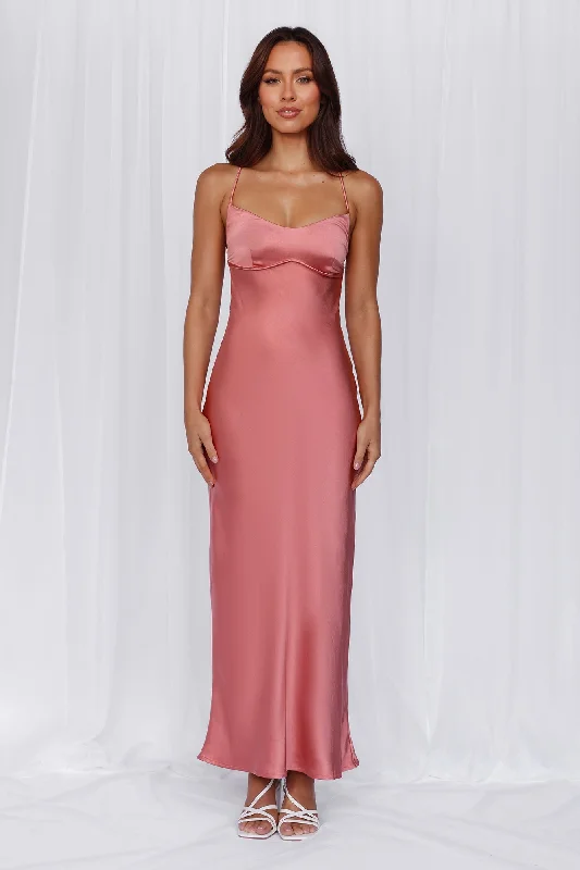 HELLO MOLLY The Samara Satin Maxi Dress Rose