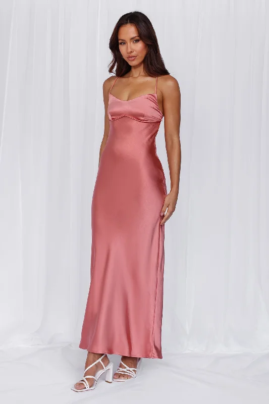 HELLO MOLLY The Samara Satin Maxi Dress Rose