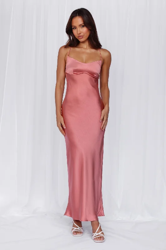 HELLO MOLLY The Samara Satin Maxi Dress Rose