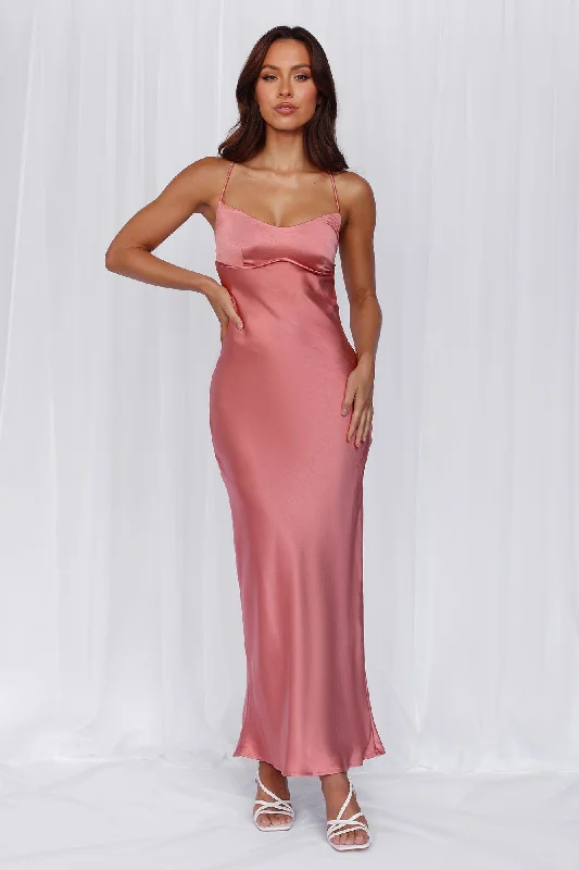 HELLO MOLLY The Samara Satin Maxi Dress Rose