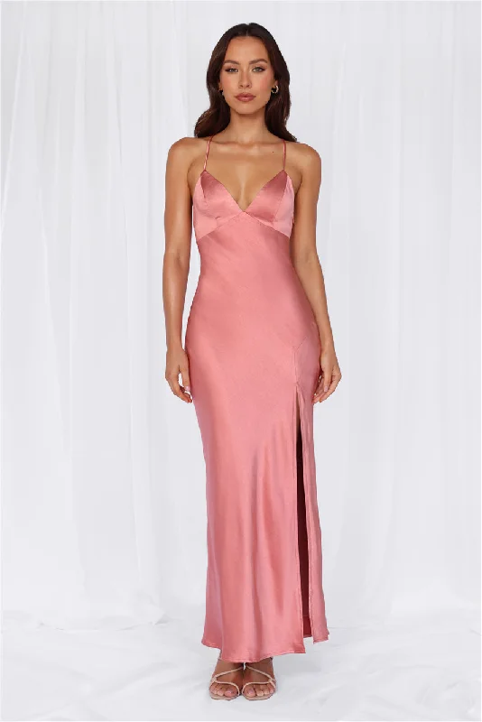 HELLO MOLLY The Sophia Satin Maxi Dress Rose