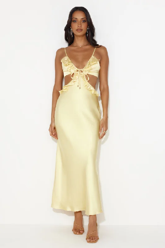 Impressed Satin Maxi Dress Yellow