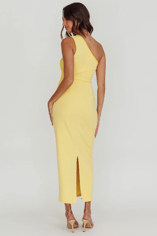 Ivanka One Shoulder Piping Dress Yellow