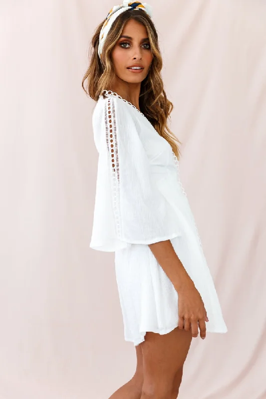 Jadee Bell Sleeve Wrap Dress White