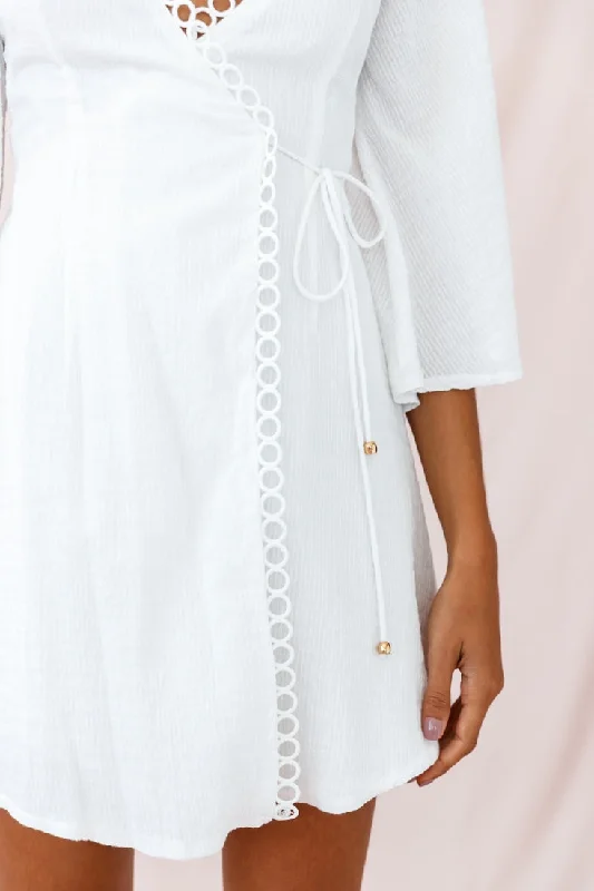 Jadee Bell Sleeve Wrap Dress White