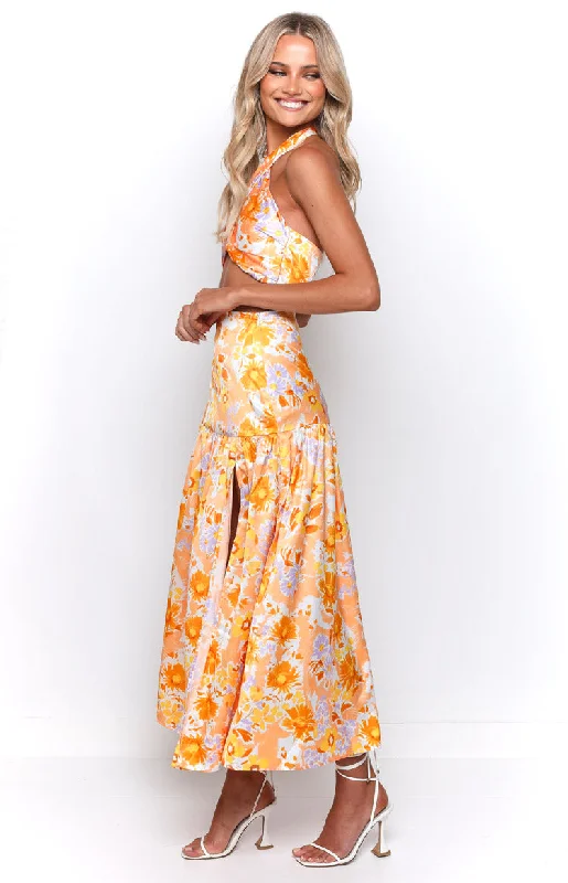 Juniper Orange Floral Maxi Skirt