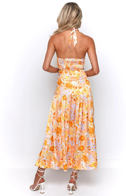 Juniper Orange Floral Maxi Skirt