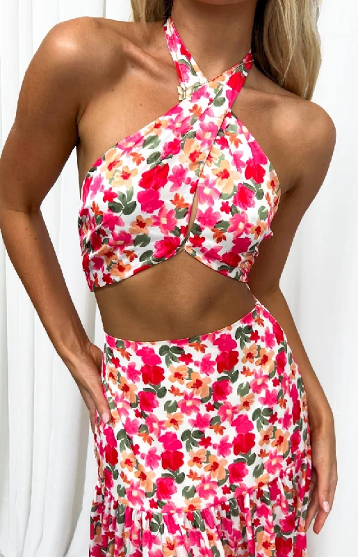 Juniper White Floral Halter Top