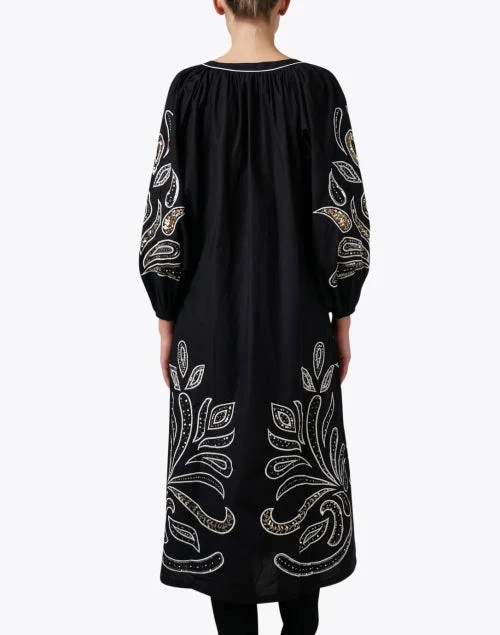 Kali Black and White Embroidered Cotton Dress