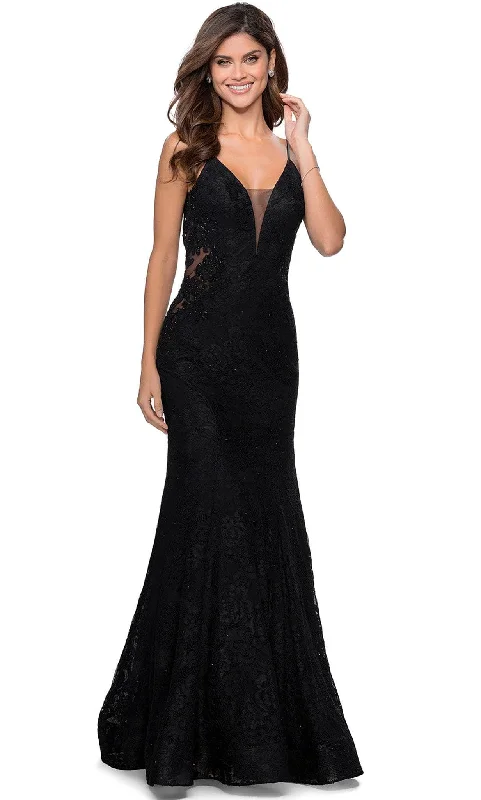 La Femme - 28355 Plunging V-Neck Trumpet Gown