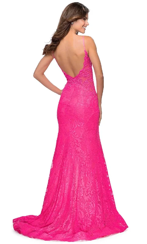 La Femme - 28355 Plunging V-Neck Trumpet Gown