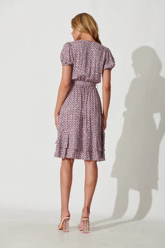 Magari Dress In Blush Geometric Print