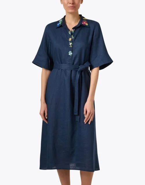 Maisie Navy Floral Embroidered Dress