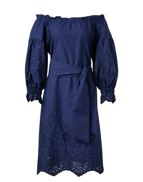 Mila Navy Cotton Eyelet Dress