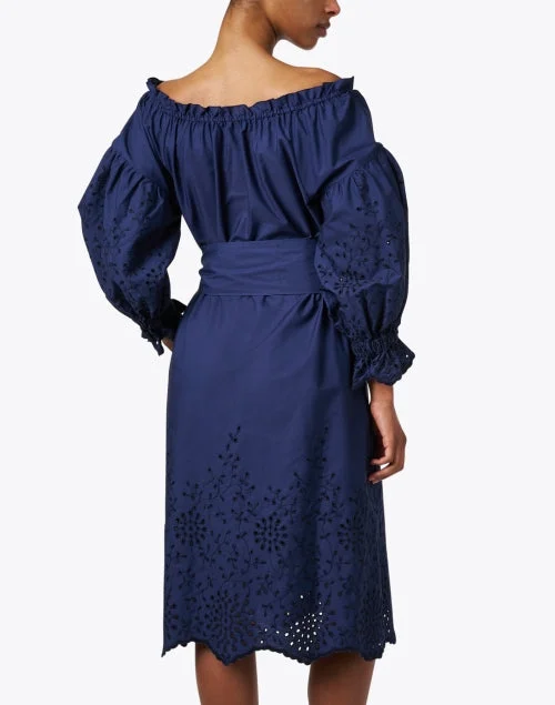 Mila Navy Cotton Eyelet Dress