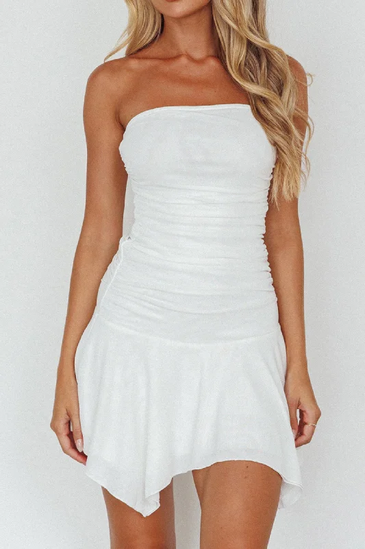 Modern Muse Asymmetrical Hem Mini Dress White