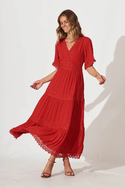 Mona Maxi Dress In Red