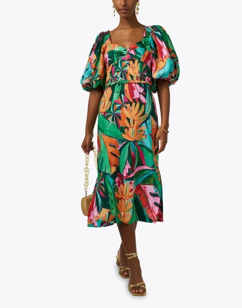 Multi Foliage Print Dress