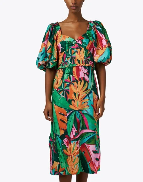 Multi Foliage Print Dress