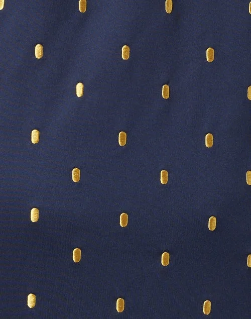 Navy and Gold Embroidered Jersey Dress